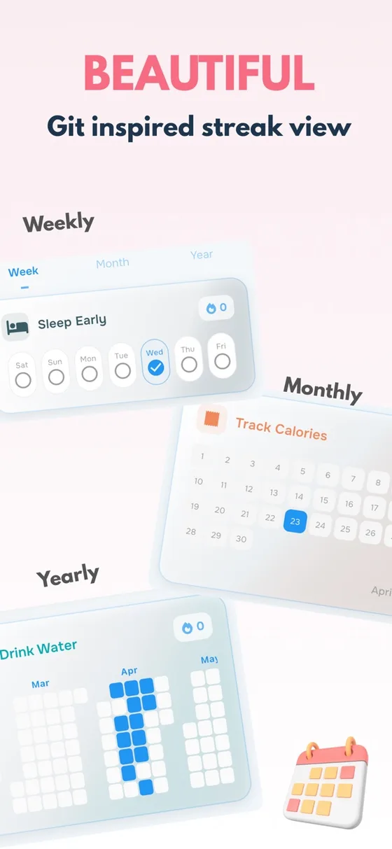 Weekly, monthly and yearly streak views